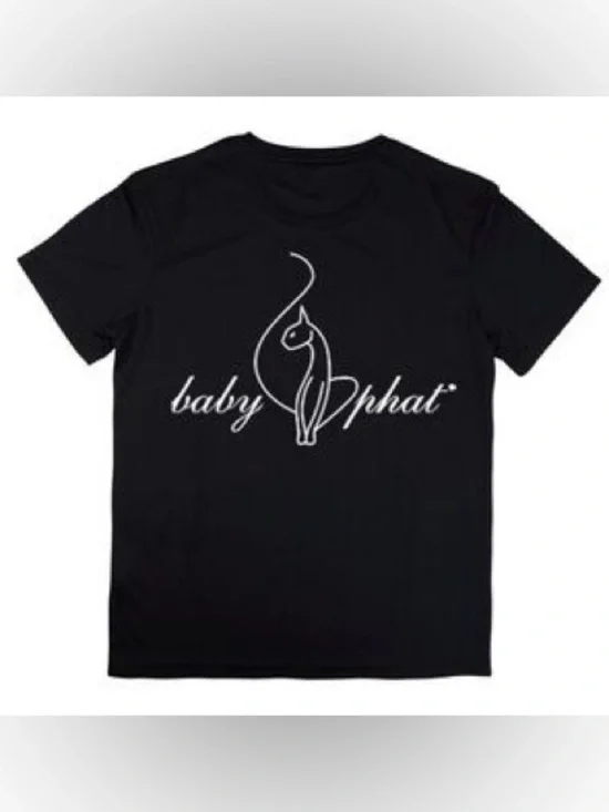Baby Phat Black Tee with Silver Rhinestone Cat Logo - Picture 9 of 9